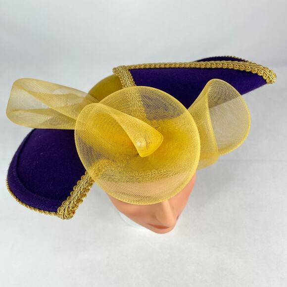 Vintage Wool Made in USA Purple & Gold Derby Hat main image 11
